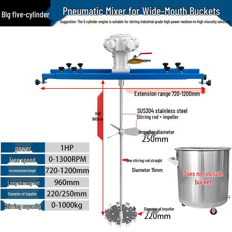 Pneumatic Lifting Mixer for Large Open-Mouth Drums