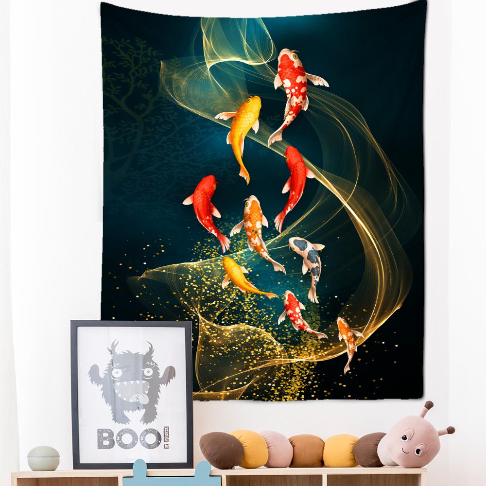 Неоновая картина, гобелен, настенный подвесной богемный стиль, Лось, кои, психоделическое колдовство, домашний декор для гостиной