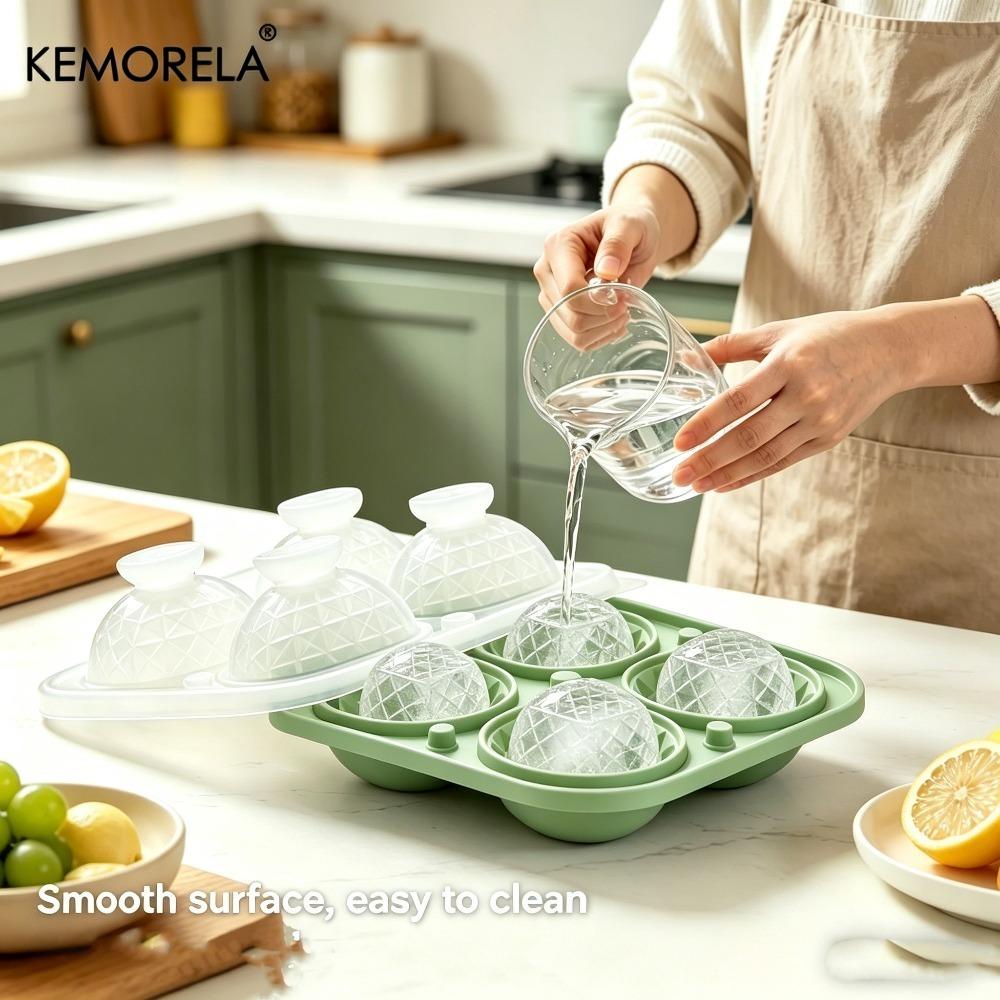 3D Silicone Crystal Spherical Ice Cube Mold With Funnel Mold Spherical Silicone Ice Cube Mold for Cocktail Whiskey Drink Brandy 6
