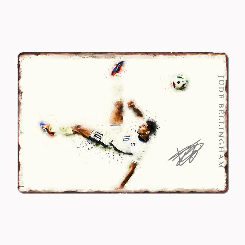 Джуд Беллингем Футбол Спорт Игрок Плакаты Металлический Знак Плакат Гараж Комната Кинотеатр Гостиная Пользовательские Жестяные Винтаж Домашний Декор