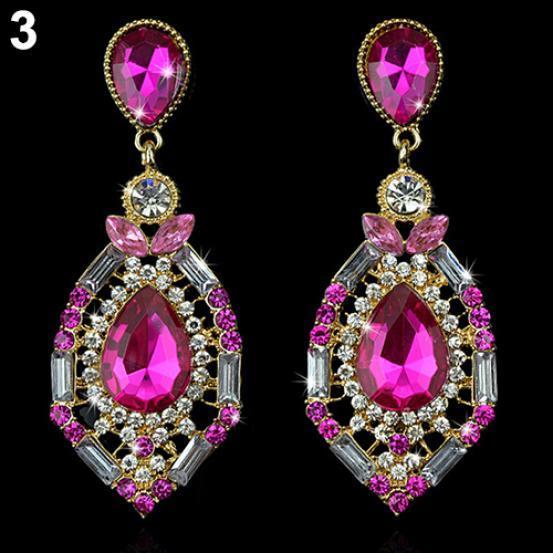 Women's Luxury Elegant Teardrop Shape Rhinestone Big Drop Dangle Earrings Gift AVE