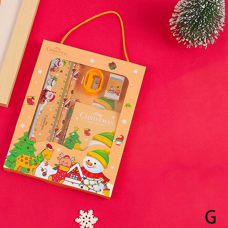 1 комплект рождественских канцелярских принадлежностей для детей, мультяшные карандаши, ластик, линейка, блокноты, набор ножей и карандашей, школьные принадлежности, подарок на день рождения
