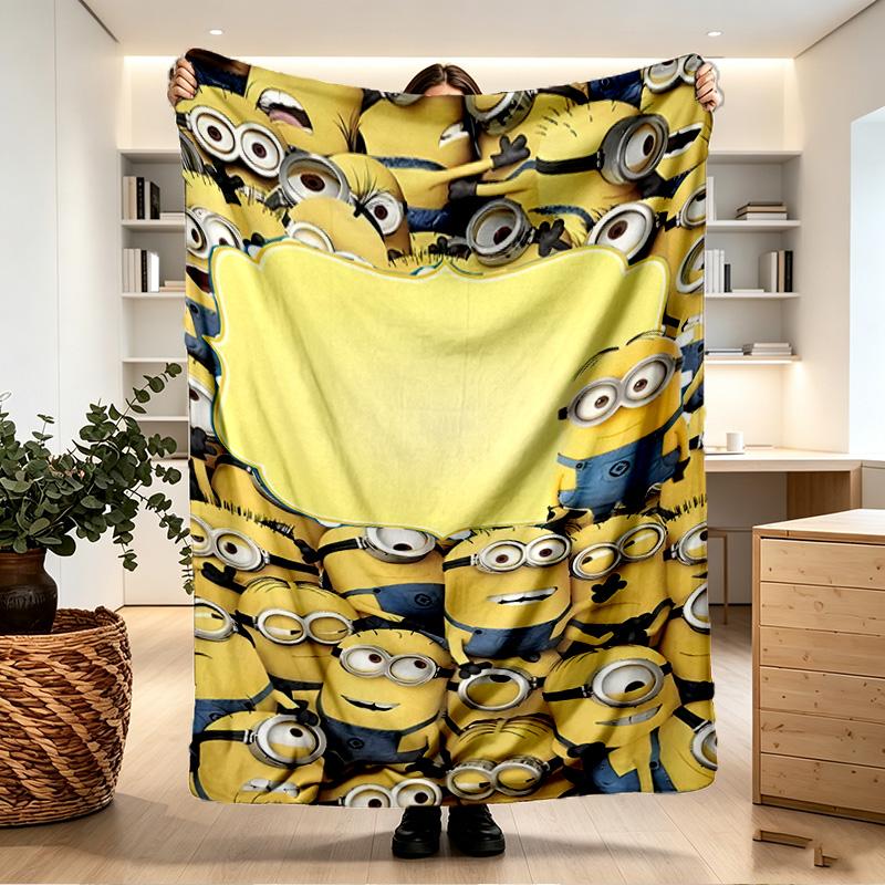 Minions Print Blanket - Soft & Comfortable, for Bedroom, Travel, Sofa, Home Decoration - Birthday Christmas Gift for Friend