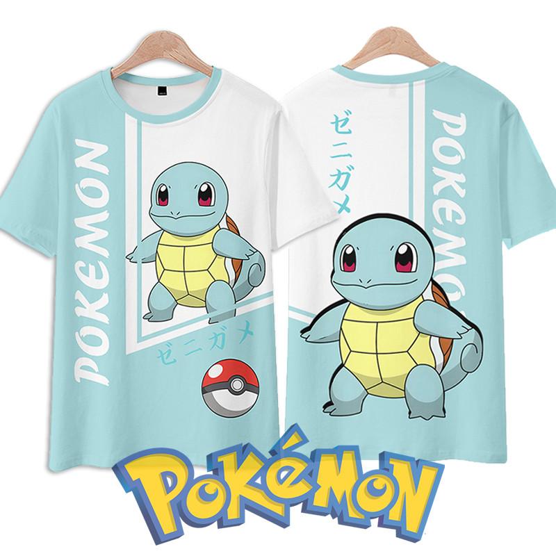 2024 Pokemon Squirtle Anime T-Shirt Summer Short Sleeve Top For Kids Everyday Style