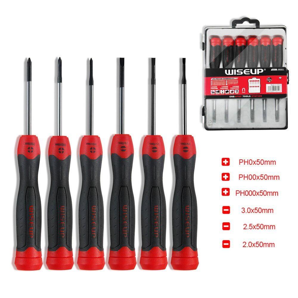 WISEUP 6 шт. Набор магнитных отверток с плоским и крестообразным шлицем, набор прецизионных отверток для ремонта телефонов, компьютеров, домашних многофункциональных инструментов