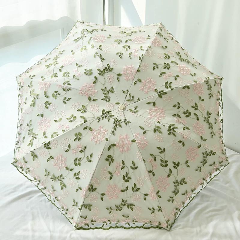 Double-Layer Sun Protection Sun Umbrella Female Lace Embroider Floral Princess Sun Umbrella Goddess Super UV Protection Sun Umbrella