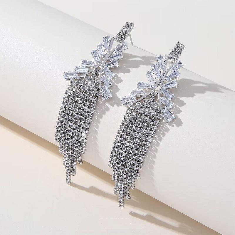 Модные цветные серьги-кисточки с кристаллами и стразами для женщин, свадебные серьги-подвески Brincos для свадебной вечеринки