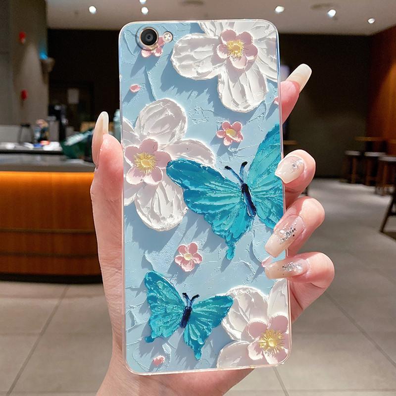 Case For Vivo Y55 Y55S Y55L Y55A 1603 1610 Back Cover Clear Luxury Butterfly Fashion Flowers Soft Silicone TPU Jelly Phone Case