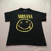 Футболка Nirvana Мужская L Графический Принт Логотип Смайлик Тур Рок Музыка Черная Футболка