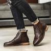 Brogue Casual Men's Boots Classic and Fashionable British Style Party Office Outdoor Autumn and Winter Quality Leather Shoes