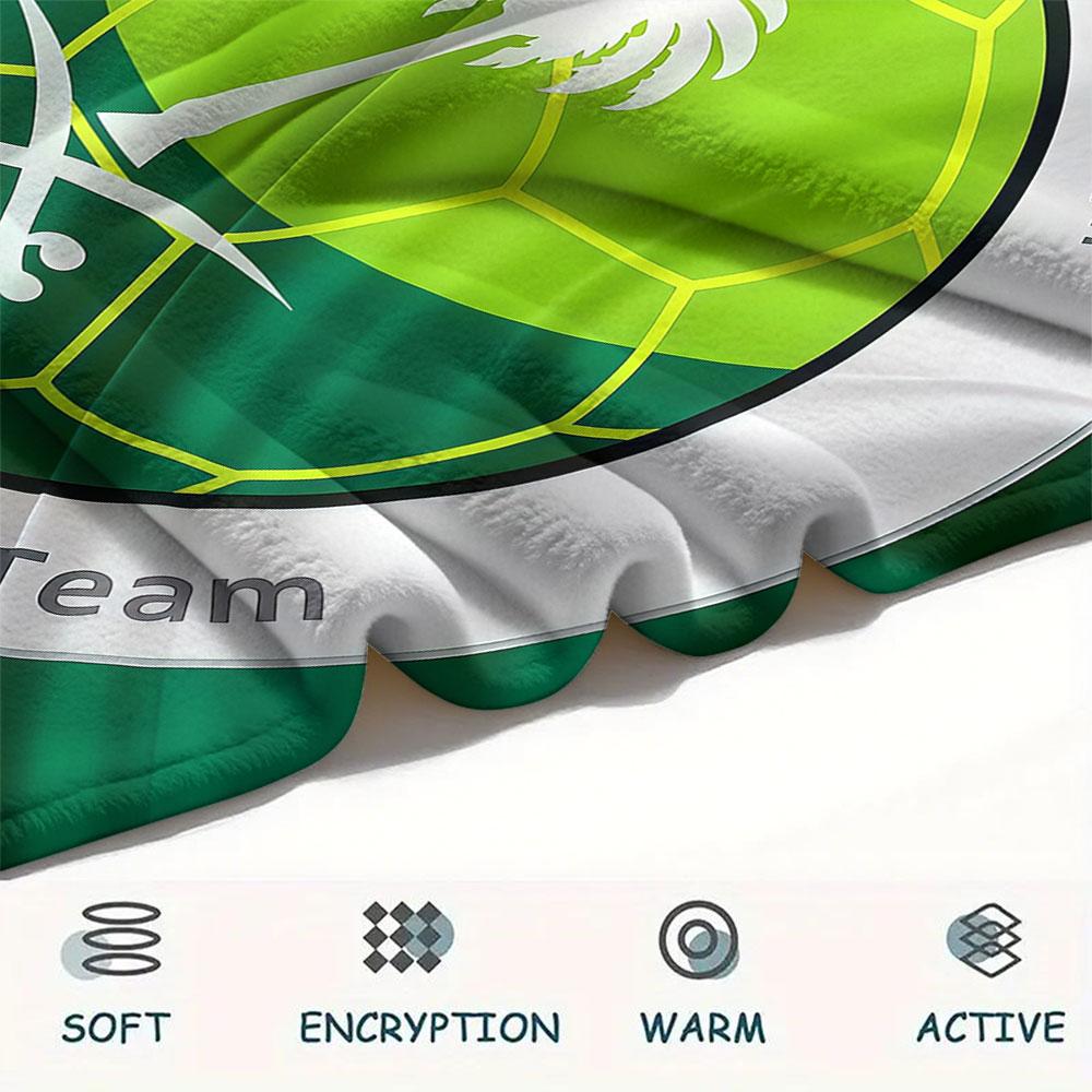 1PC Saudi Arabia National Football Team Patterned Flannel Blanket Suitable For All Seasons for Home Decor Warmth and Comfort Gifts Holiday Present