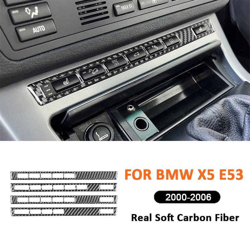 Для BMW X5 E53 2000-2006 Углеродное волокно Автомобильные аксессуары Кнопки управления подогревом и вентиляцией сидений Декоративная накладка Панель Декор Наклейка