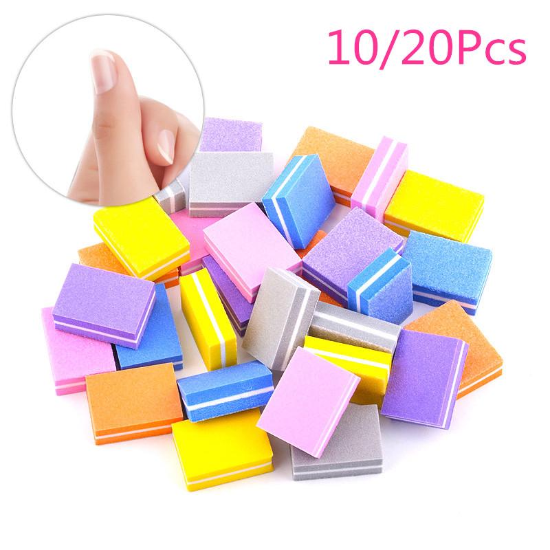 10/20 шт. в партии, двусторонние мини-пилочки для ногтей, красочные губки для лака для ногтей, шлифовальные буферные полоски, инструменты для полировки маникюра
