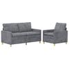 Sofa Set 2 pcs Light Grey Polyester