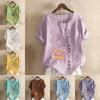 Женская модная футболка с круглым вырезом и коротким рукавом Love Printed, повседневная рубашка из хлопка и льна с рисунком, свободная летняя блузка для отдыха, топы