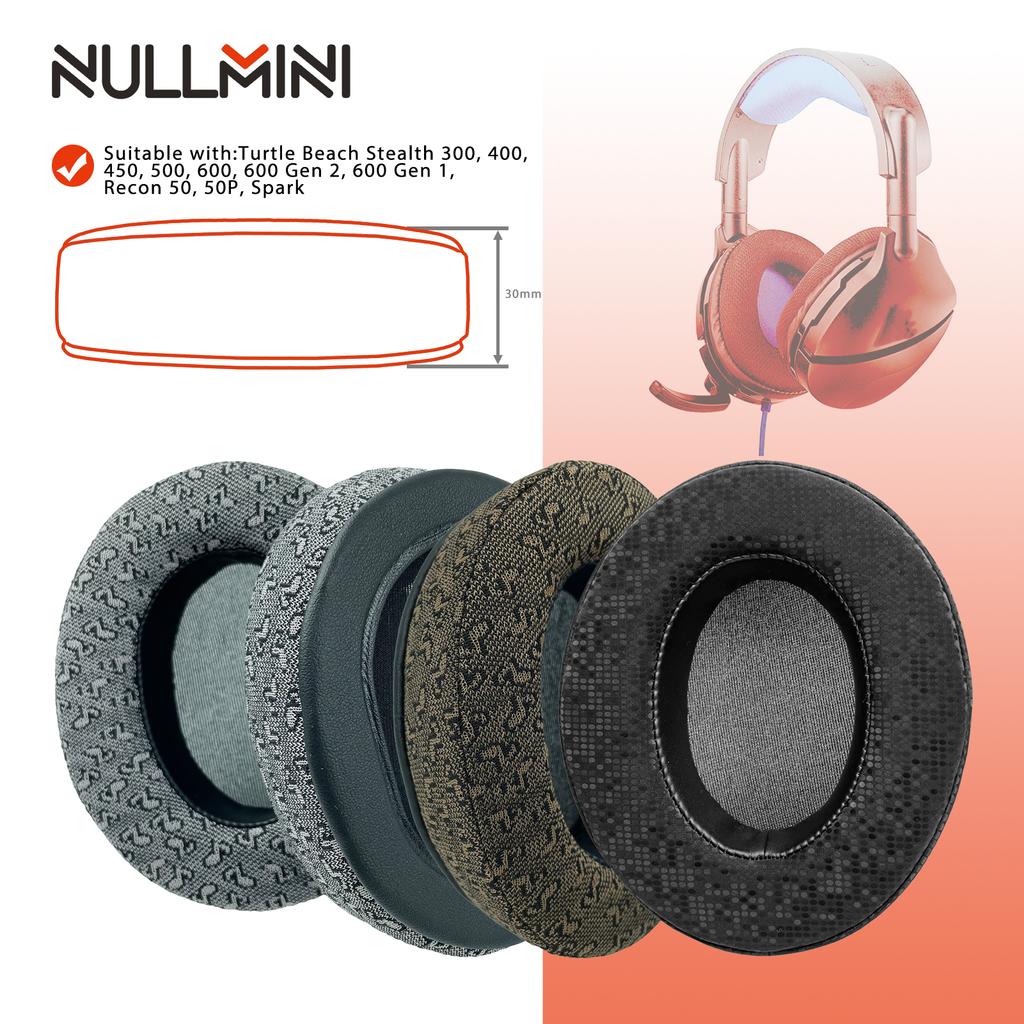 NullMini Replacement Earpads for Turtle Beach Stealth 300, 400, 450, 500, 600, 600 Gen 2, 600 Gen 1, Recon 50, 50P, Spark