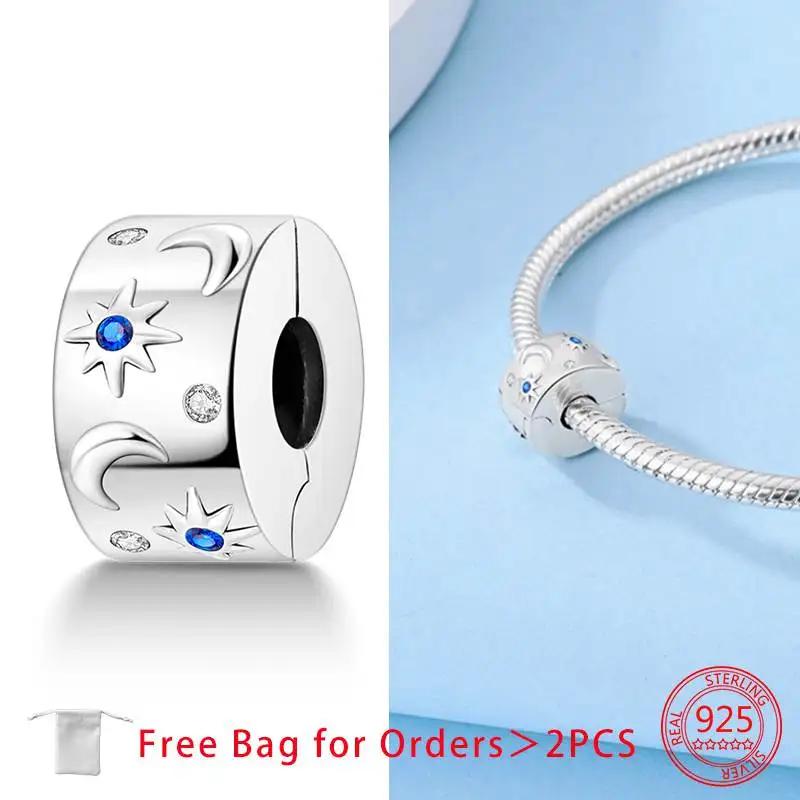 Шарм-клипса для браслета, клипса-замок, стопорная бусина, медная разделительная бусина, европейские открывающиеся бусины «Солнце, Луна, Звезда», подарок