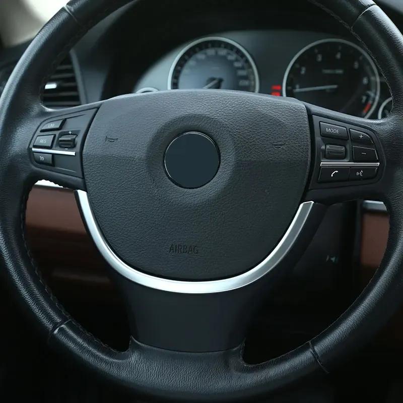 For BMW 5 Series F10 520 525 2011-2017 ABS Carbon Fiber/Silver Car Steering Wheel Strips Cover Trim Sticker Car Accessories