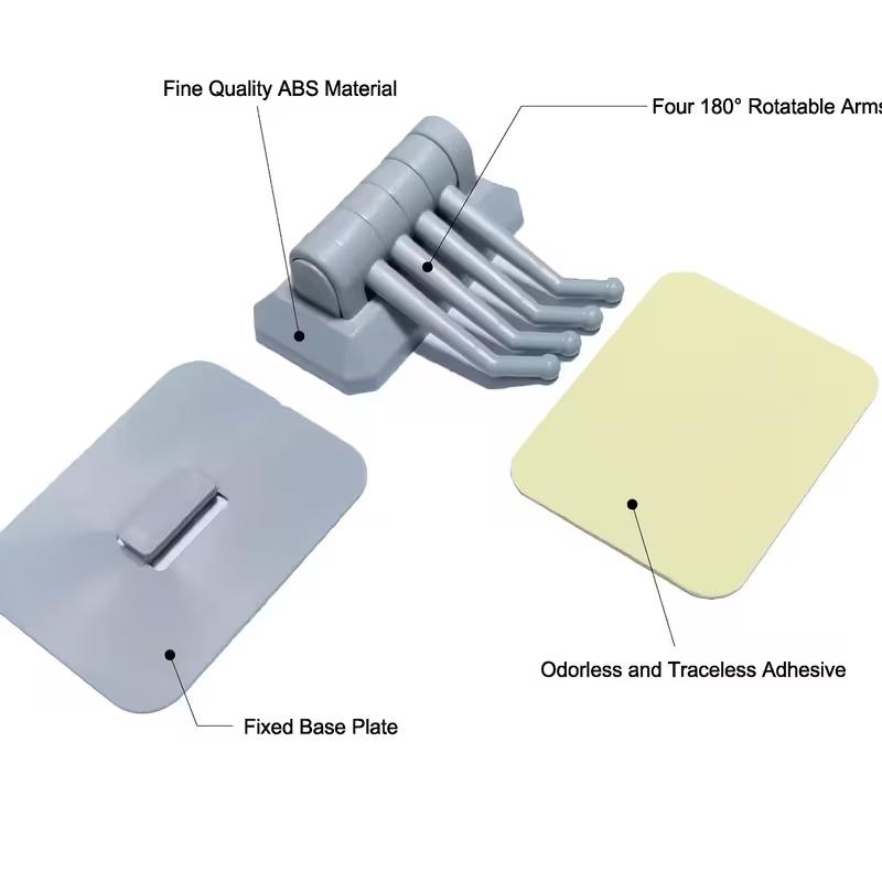 Kitchen Bathroom Wall Mount Self Adhesive Hooks Rotary Towel Sundries Hanger Plastic Towel Hook Rotatable Holder Wall Hooks