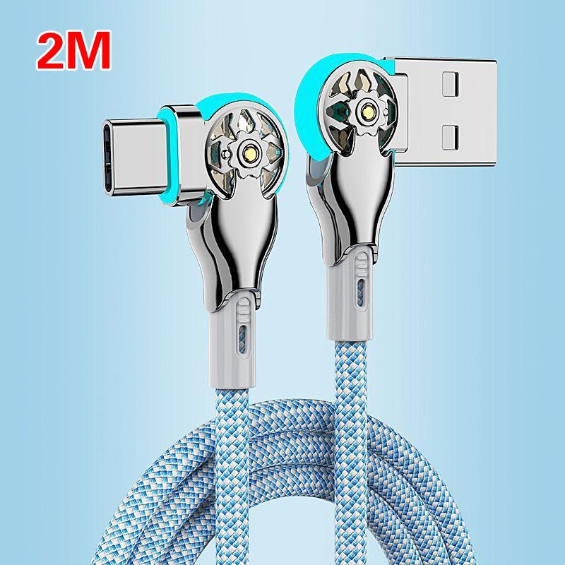 1M 2M USB на Type-C Кабель для быстрой зарядки с поворотом на 180 градусов, плетеный из сплава, для зарядки телефона Xiaomi Samsung Huawei