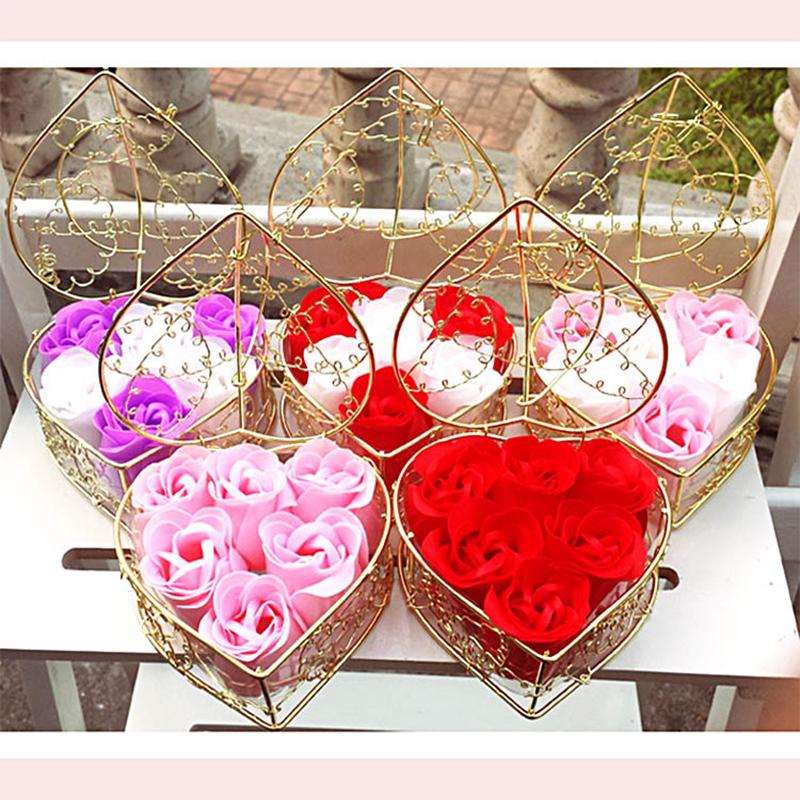 1PC Soap Flower Simulated Flower Valentine's Day Gift Rose Heart Box