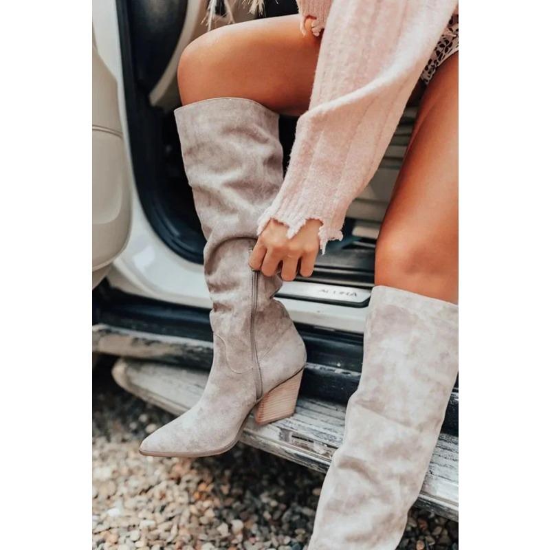 Зимняя женская обувь, сексуальные высокие заостренные носки, однотонные, без застежек, теплые, выше колена, сапоги, элегантные сапоги для вечеринок для женщин и взрослых