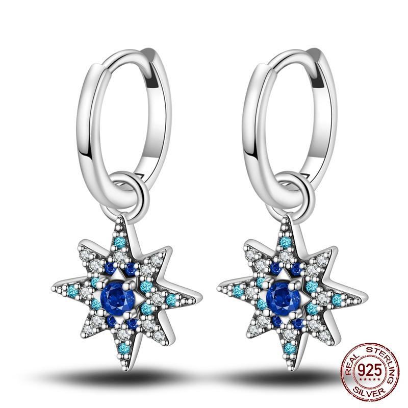 Серьги-гвоздики из стерлингового серебра 925 пробы, модные, в форме сердца, розы, звезды, луны, бабочки, божьей коровки, женские, тонкие, ювелирное изделие для свадьбы, помолвки, вечеринки, подарок