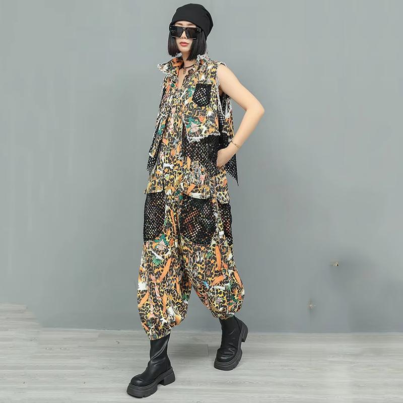 Xitao Комбинезон из двух частей с сетчатым карманом и лацканами в стиле пэчворк GYX1611