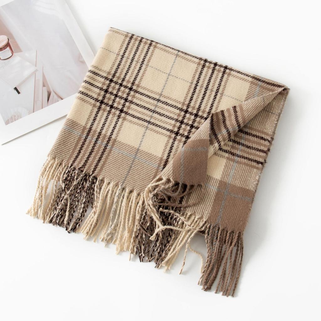 New Korean Imitation Cashmere Scarf High End Versatile Plaid Shawl Couple's Long Winter Warm Scarf