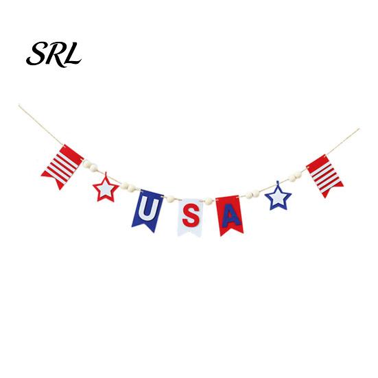 Reusable Party Banner Patriotic Garland for 4th of July Decorations, Red White Blue Hanging Detachable Bunting Memorial Day, Veterans Independence Day