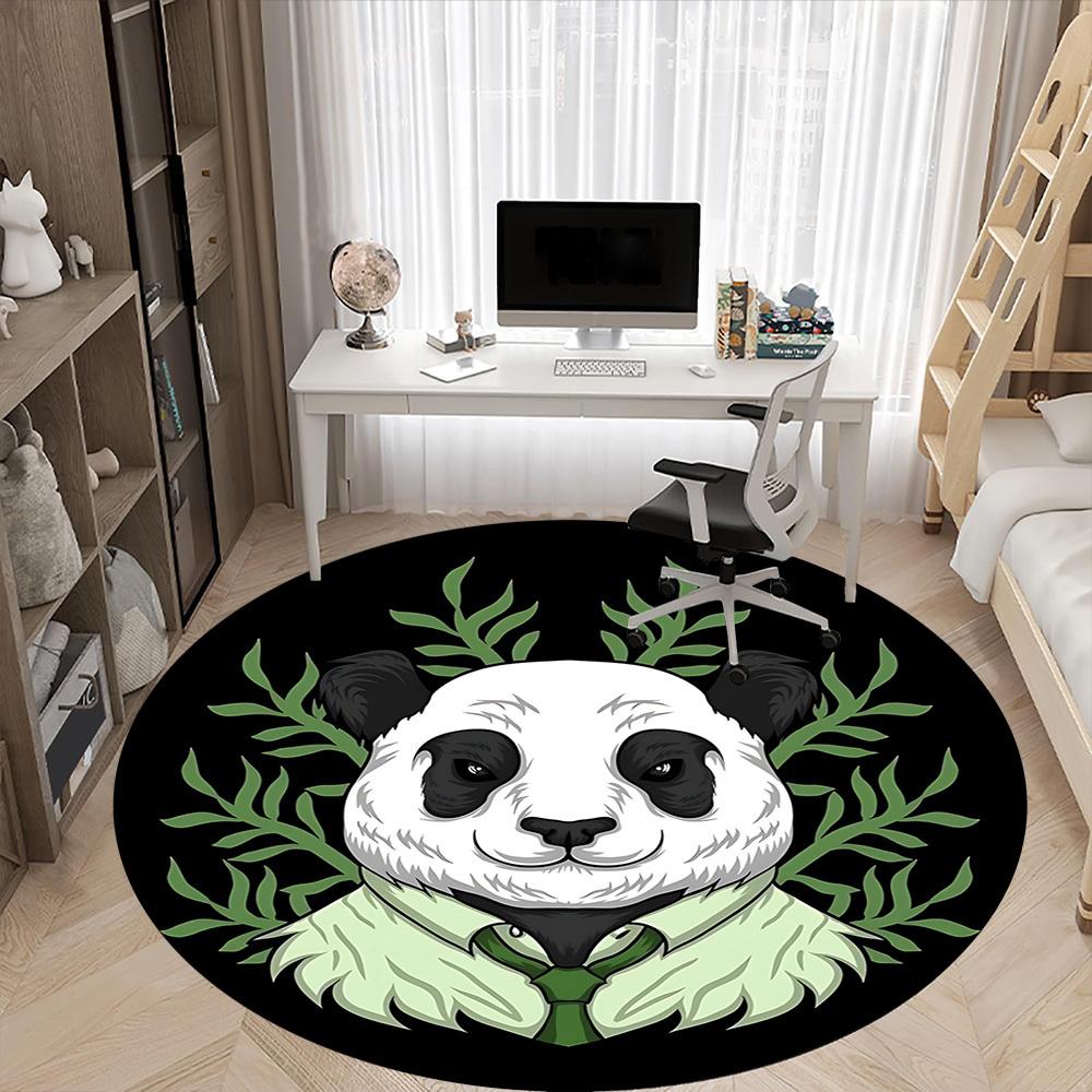 1pc Panda Bamboo Office Round Area Rug, Indoor Mat Suitable For Office, Under Office Chairs Bedroom Living Room Home Decor, Room Deco