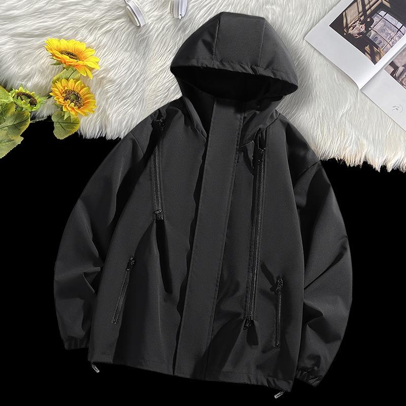 Outdoor Jacket Functional Twill Zipper Hooded Solid Color Men's Trench Coat Autumn Couples Jacket Mountaineering Suit