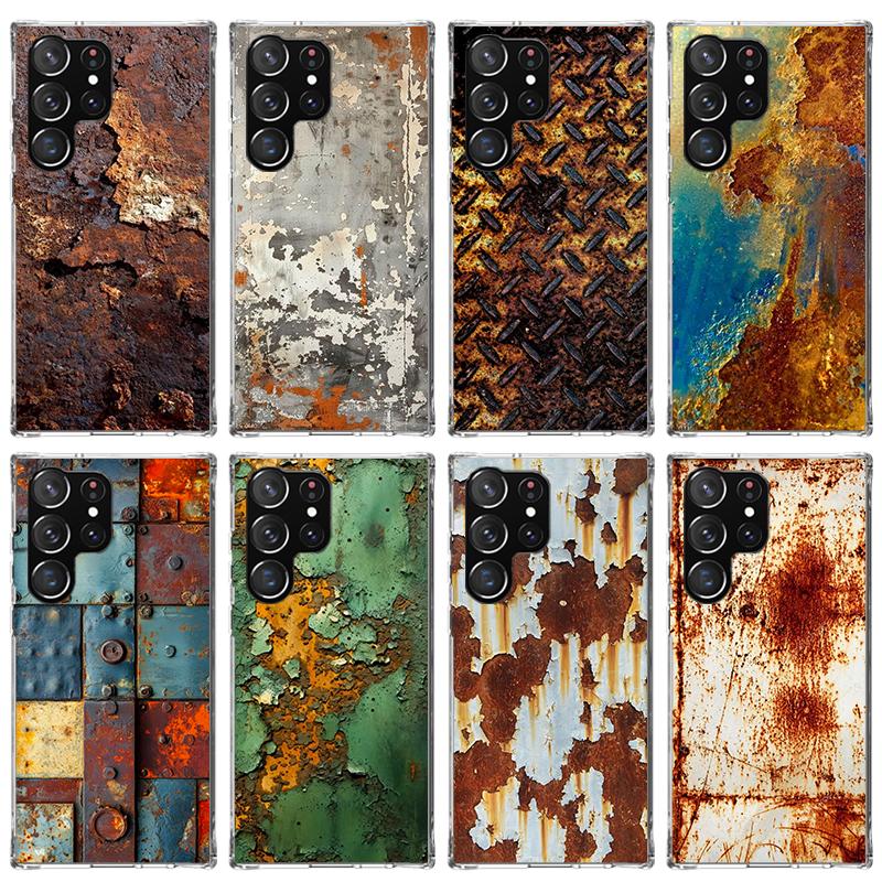 Vintage Industrial Style Rusty Pattern Phone Case For Samsung Galaxy S23 S24 S25 Edge S26 Ultra S22 + S21 Plus S20 FE Cover Sili
