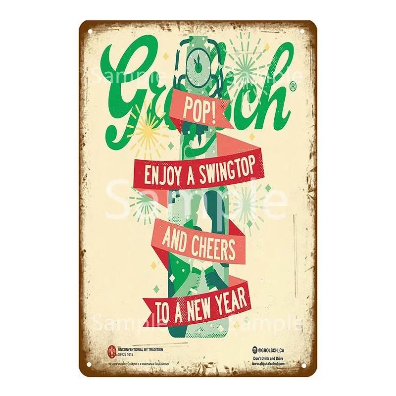 Винтажная жестяная вывеска Grolsch с лимонным твистом Ретро Настенный декор для Бара Паба Клуба Ресторана Металлический плакат YL