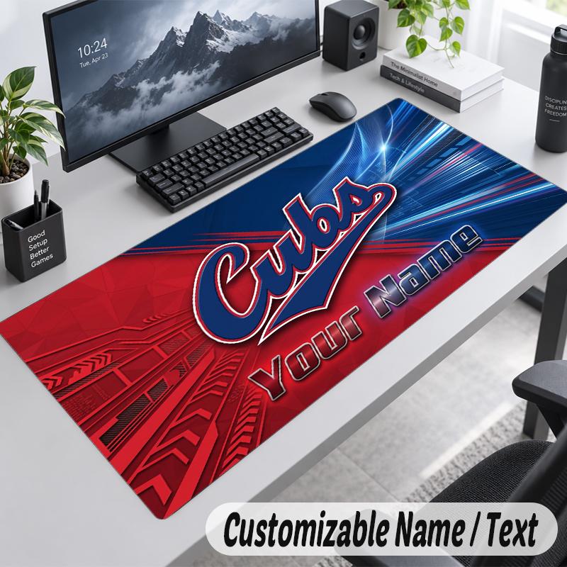 Custom Name Text Mouse Pad Chicago Cubs Personalized Desk Pad For Work And Gaming
