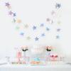 Laser Silver Paper Star Garland Banner Happy Birthday Party Decoration Girl Boy Baby Shower Wedding Christmas Wall Hanging Decor