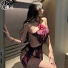 Sexy lingerie, sexy pure desire, purple national style, backless cheongsam skirt, Chinese dress, see-through lacing