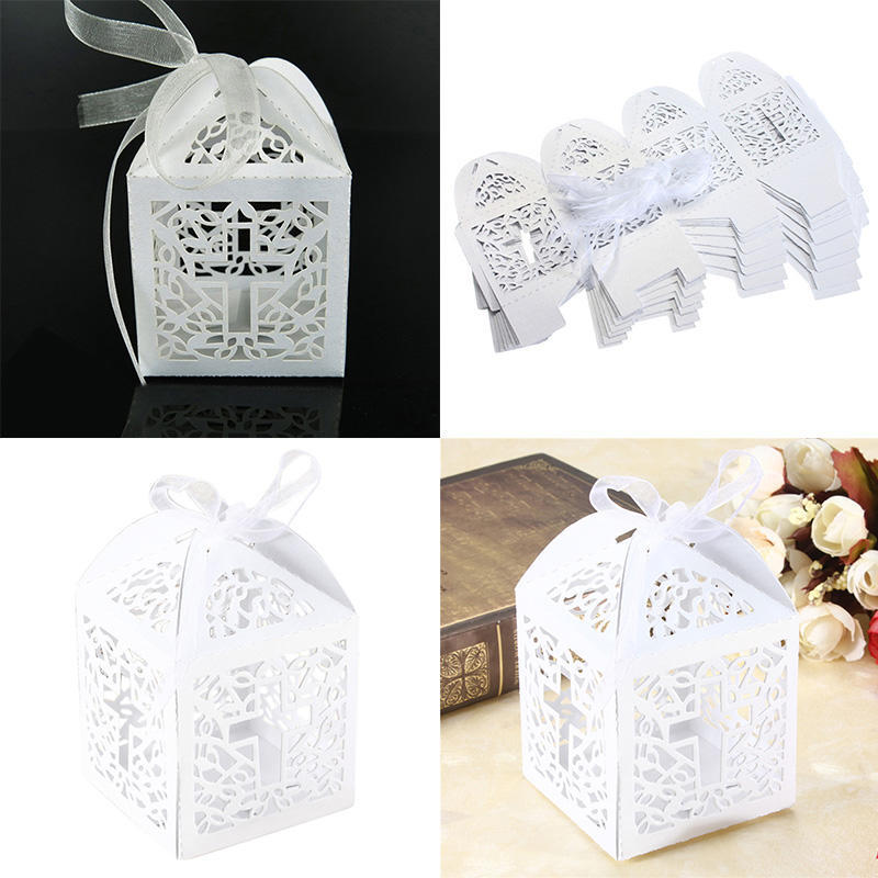 10/50/100 шт. Подарочные коробки для конфет в форме креста на свадьбу с лентой