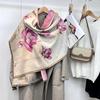 Осенне-зимний национальный стиль растения и цветы новая пейзажная живопись элегантные женщины имитация кашемира теплый шарф модный ретро шаль