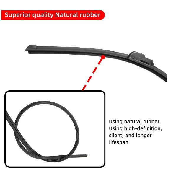 Set Of 2 U/J Hook Bracketless Front Windshield Wiper Blades 20" + 20" All-Season