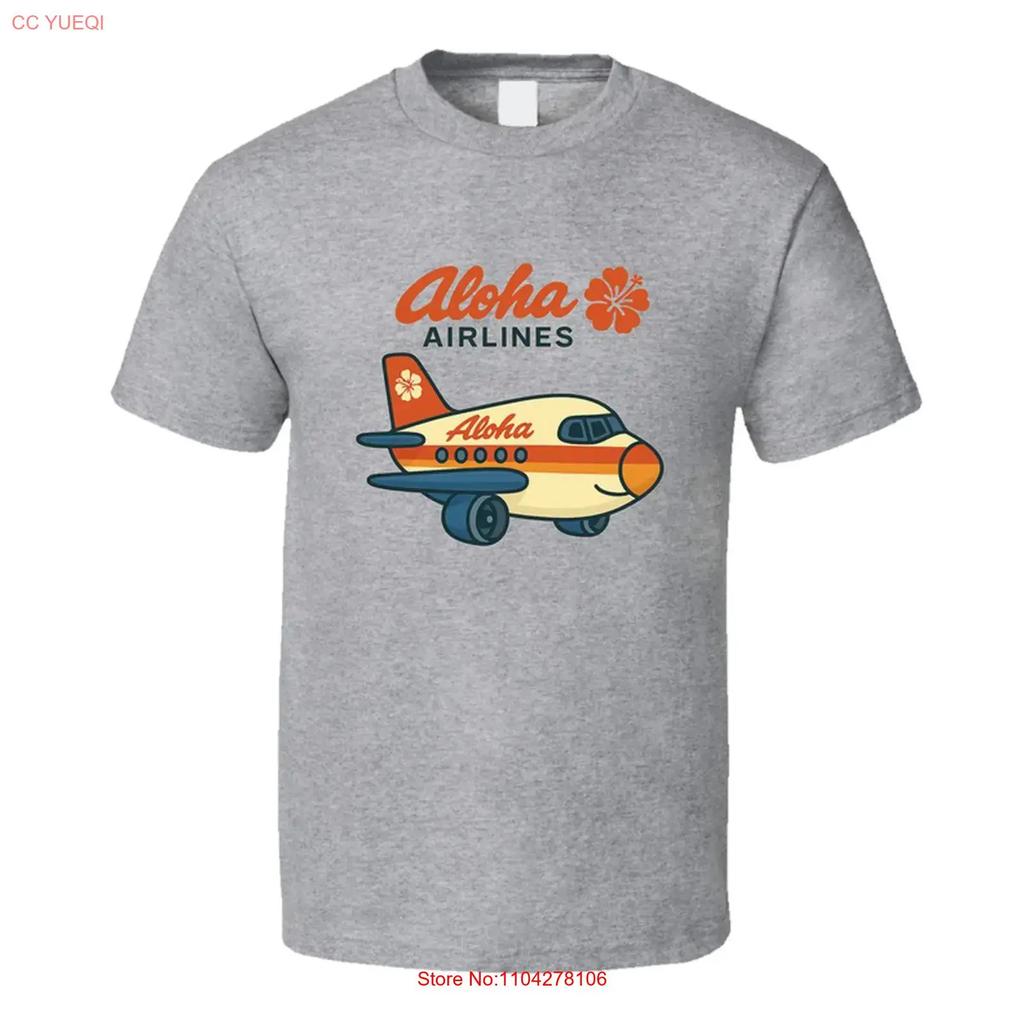 Aloha Air Cartoon Airplane Defunked Airline Retro Logo T Shirt Vintage Homme Comfortable Breathable Streetwear Graphic