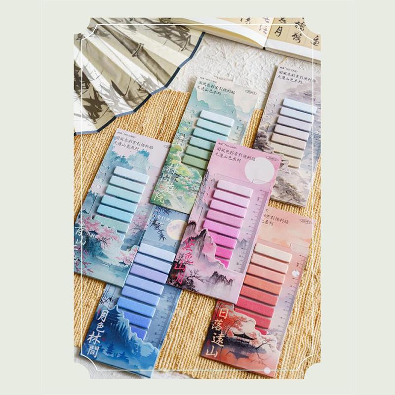 200Pcs Chinese Style Writable Sticky Notes Office Accessories Color Index Posted-It Notes Student Stationery Journaling Supplies