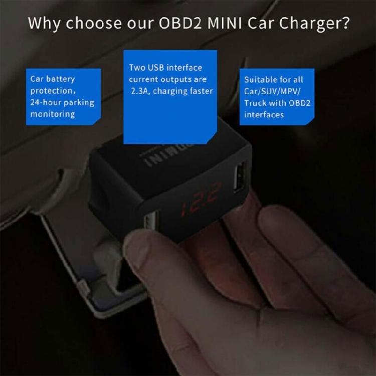 Автомобильное зарядное устройство OBD с двумя портами, адаптер для зарядки телефона, OBD2 разветвитель 12В 24В