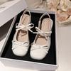 Silver Single Shoes Women's 2025 New with Skirt Spring Light Mouth Thick Heel Bow Grandma Mary Jane Shoes Small Leather Shoes