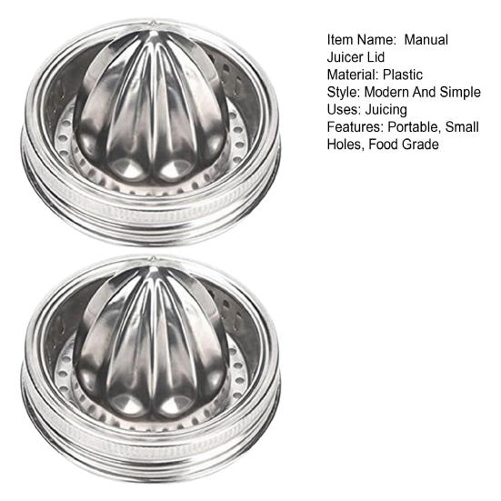 Ручная соковыжималка, 2 шт., портативная банка с широким горлом, отверстия в винтовой крышке, пищевая нержавеющая сталь, инструмент для приготовления сока лимона и апельсина, кухонные гаджеты