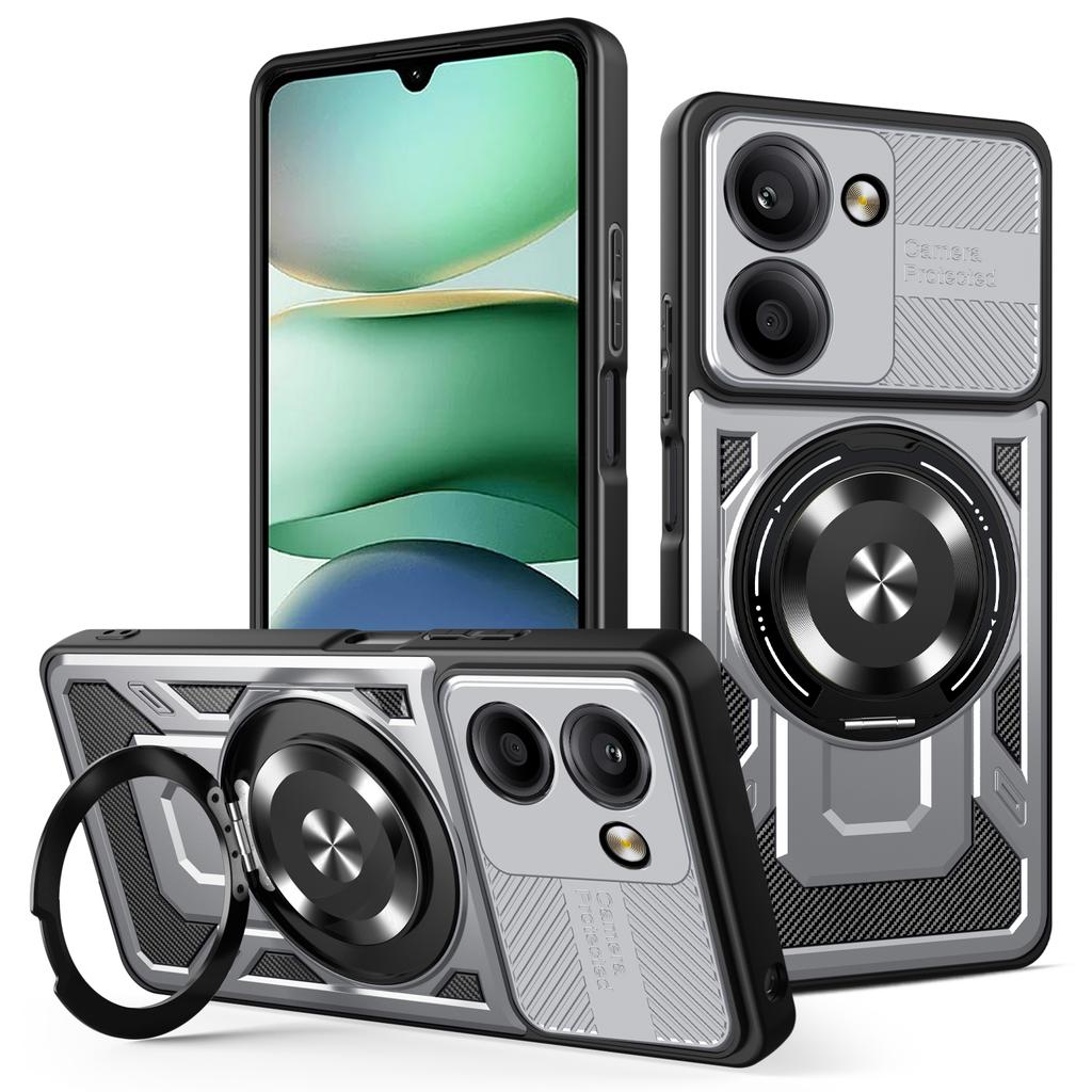Чехол для Xiaomi Poco M7 Pro Чехол Poco M7 4G Чехол Poco M7+ Магнитный Бронированный Чехол с Держателем-Кольцом Чехол для Беспроводной Зарядки Magsafe