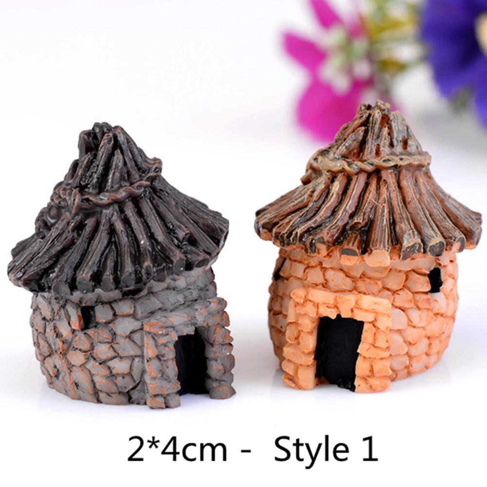 Micro Landscape Thatched Cottage House Creative Crafts Zakka Style Resin Miniature Garden Figurine