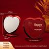 Red Double Happiness Single-Sided Round Plastic Makeup Mirror with Tassels for Dressing Table, Engagement, and Wedding Dowry.