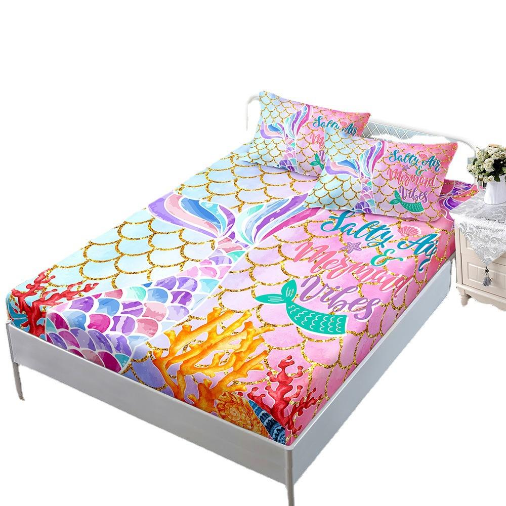 Постепенно меняющий цвет комплект матраса «Русалка» из трех предметов: наволочка, наматрасник