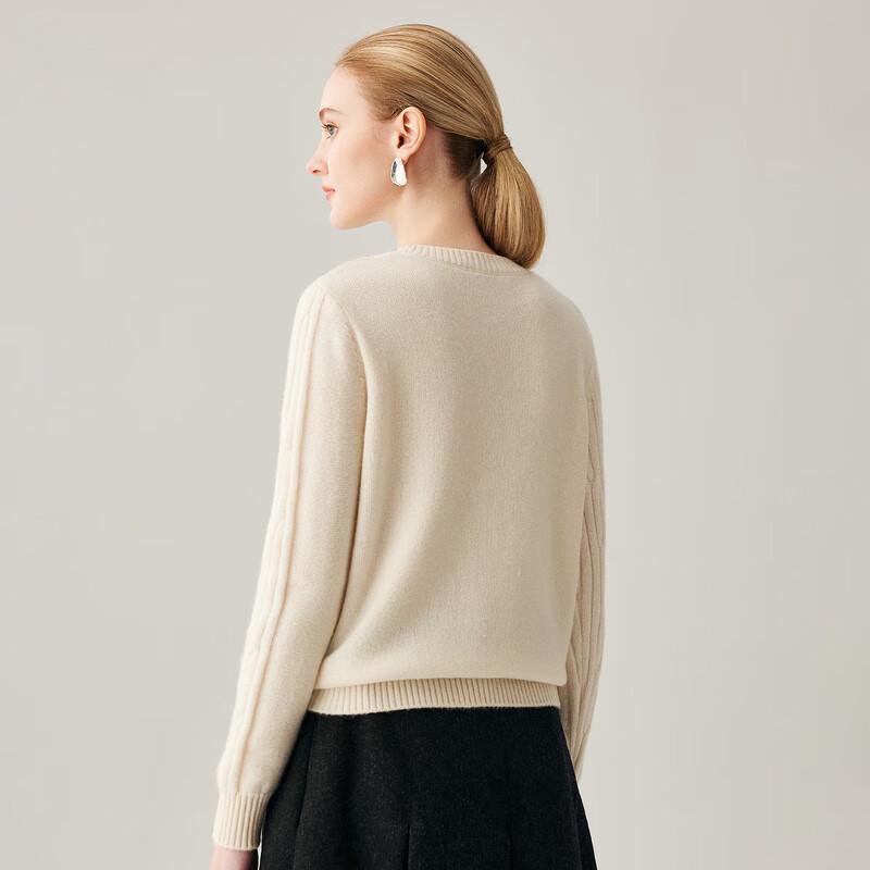 Women's Thickened 100% Cashmere Embroidered Round Neck Sweater